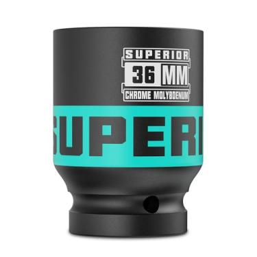 Imagem de Aiourx Soquete de impacto de 3/10.2 cm, soquete de profundidade de 36 mm, soquete de porca de eixo métrico, 6 pontos, CR-MO, automotivo, manutenção de caminhão, reparo de equipamentos pesados