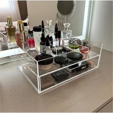 Imagem de Caixa Organizadora de Maquiagem com divisórias e gaveta em Acrílico Transparente