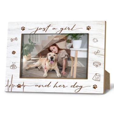Imagem de Porta-retrato para cães, presentes comemorativos para cães, presente de luto, apenas uma menina e seu cachorro, 10 x 15 cm, decoração de prateleira de mesa/02