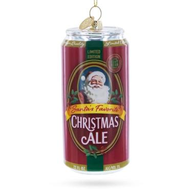 Imagem de Enfeite de Natal de vidro soprado de lata de cerveja do Papai Noel