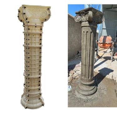 Imagem de Reazone Molds Molde de concreto de coluna romana, branco, redondo, 25 cm de diâmetro, leve, estilo country francês, modelo de pilar DIY para jardim ao ar livre, 11,81 x 12,99 polegadas