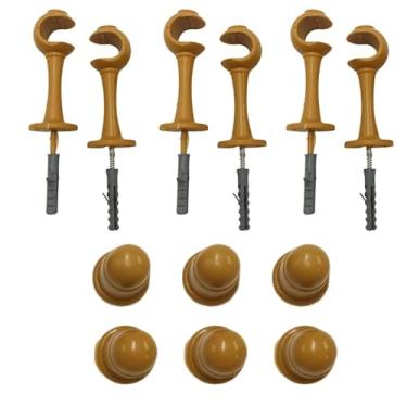 Imagem de Kit 6 Suporte Para Cortina Varão Simples Com Ponteira 19mm (Cerejeira)