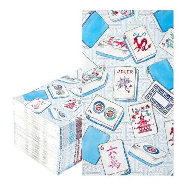 Imagem de Guardanapos de papel Mahjong 100 peças Mahjong Guardanapo descartável para convidados Mah Jong Azulejos Banheiro Cocktail Toalha de Mão para Aniversário Recepção Presentes Artigos de Festa Decoração