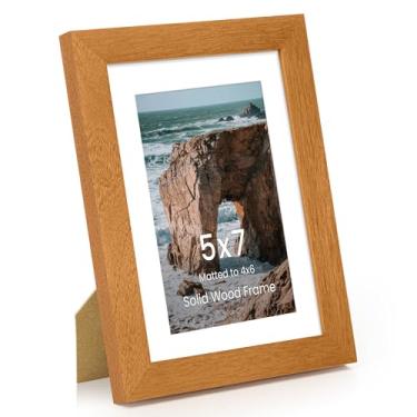 Imagem de Porta-retrato 12,7 x 17,8 cm, moldura de madeira maciça Iroko de 12,7 x 17,8 cm, para parede, ângulo reto, 12,7 x 17,8 cm, moldura de vidro temperado HD, 12,7 x 17,8 cm, para pendurar na parede