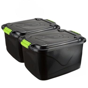 Imagem de Caixa Organizadora Preta com Travas Coloridas - Design Moderno, Identificação Visual e Capacidade Generosa