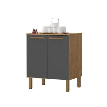 Imagem de Balcão de 2 Portas Cozinha Clarice Amêndoa Grafite - Milani Movelaria