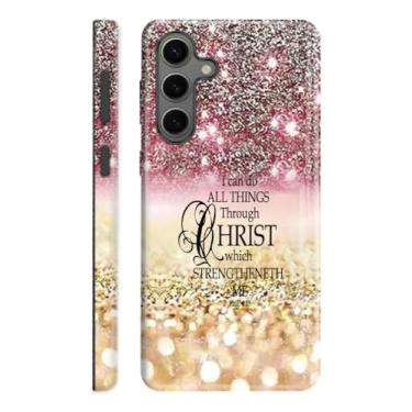 Imagem de Capa compatível com Samsung Galaxy A17 5G, capa para Samsung Galaxy A17 de camada dupla, proteção contra quedas de corpo inteiro, glitter de diamantes, versículo bíblico Filipenses 4:13