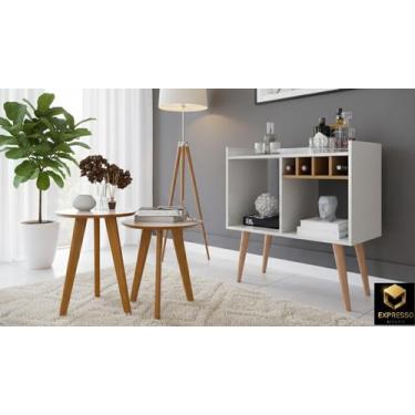 Imagem de Aparador Buffet Bar com Adega Rubi + Conjunto de Mesas Apoio e Lateral