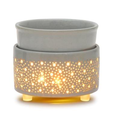 Imagem de Geronland Aquecedor de cera de cerâmica 3 em 1 queimador de óleo elétrico de vela aquecedor de cera, placa de aquecimento, aquecedor de fragrância, para ceras perfumadas, casa, escritório, quarto