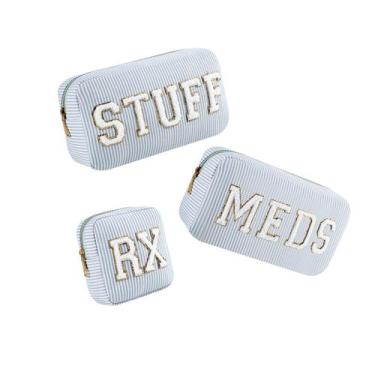 Imagem de Bolsa de maquiagem uekeboag Seersucker Chenille Letter Stuff Meds RX