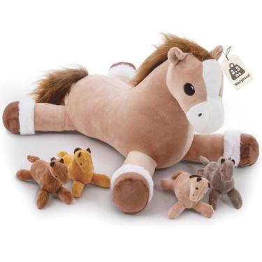Imagem de Bicho de pelúcia Jrystar Horse com bebês 1,5 kg, peso 50 cm