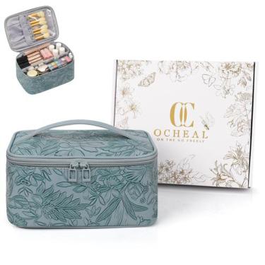 Imagem de Bolsa de maquiagem OCHEAL de grande capacidade à prova d'água com ranh