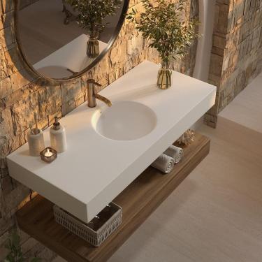 Imagem de Bancada Banheiro Com Cuba Esculpida Redonda Cristal 100 Cm