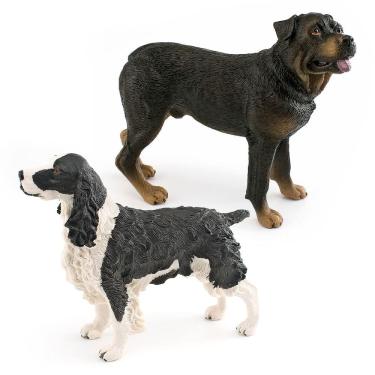 Imagem de Conjunto de estatuetas realistas para cães, PVC, Springer Spaniel e Rottweiler