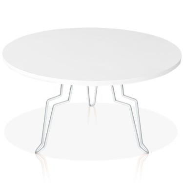 Imagem de Mesa de Centro Argélia Redonda em Aço e MDF Clean - Branca - Genus Móv