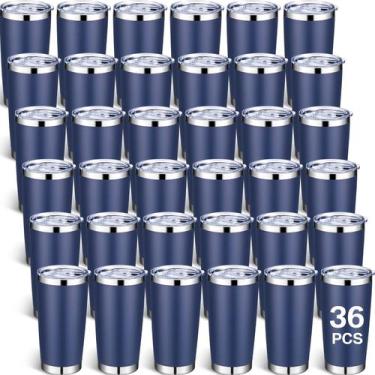Imagem de Copo de aço inoxidável Sieral, pacote com 36, 600 ml, azul marinho
