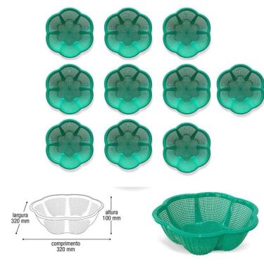 Imagem de Kit 10 Cesto Fruteira De Centro De Mesa Cor Verde Plástico