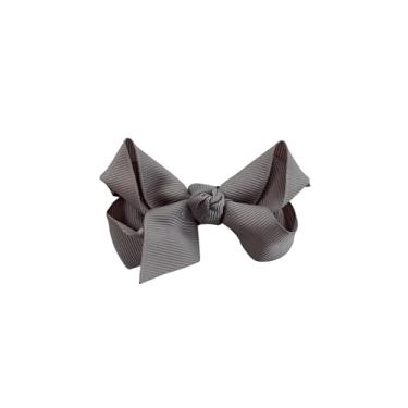 Imagem de Laço Boutique Infantil Tamanho P 7x3 Cm em Gorgorão com Presilha Bico de Pato e Diversas Cores (Cinza)