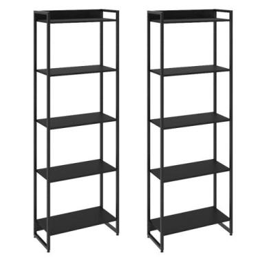 Imagem de Kit 2 Estantes Escritório 5 Prateleiras 186x60cm Onix - LYAM DECOR