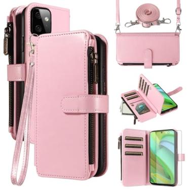 Imagem de Asuwish Capa de celular para Motorola Moto G Power 5G 2023 capa com protetor de tela de vidro temperado e cordão com zíper carteira suporte para cartão suporte acessórios para celular GPower G5