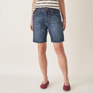 Imagem de Bermuda Jeans Cintura Alta com Barra Desfeita - Bloom, Jeans stone, 46