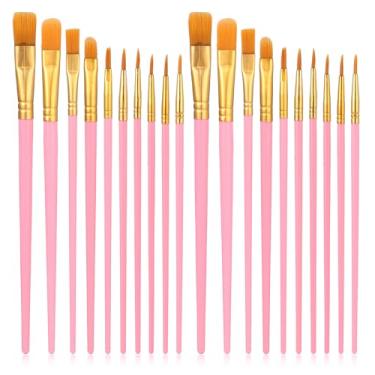 Imagem de LIQWEI Conjunto de 20 pincéis, pincéis de tinta acrílica de nylon com ponta redonda para pintura acrílica, óleo, aquarela, arte de unhas faciais, tela, detalhes em miniatura e pintura rupestre