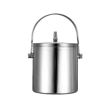 Imagem de Baldes de gelo Baldes de gelo de metal Balde de parede dupla com tampa e alça confortável, isolamento de aço inoxidável para bar de coquetel, vinho, acessórios para casa, festas, champanhe (2L)