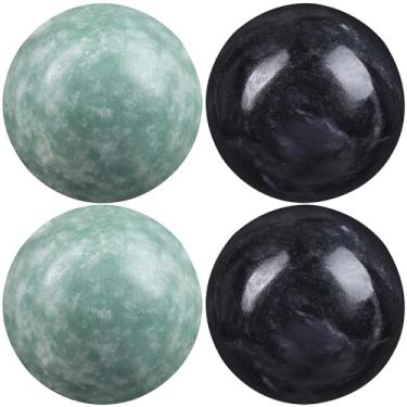 Imagem de Gatuida 4 bolas de baoding, bolas de massagem chinesas para exercícios de saúde, handebol de mármore, exercício de mão, 3 cm