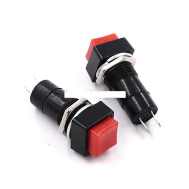 Imagem de 100 peças PBS-12A 12 mm ON-OFF Interruptor de botão quadrado autobloqueio 250VAC 1A WWECCQIJ