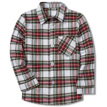 Imagem de Camisa Sangtree Boys xadrez de manga comprida de flanela vermelha bran