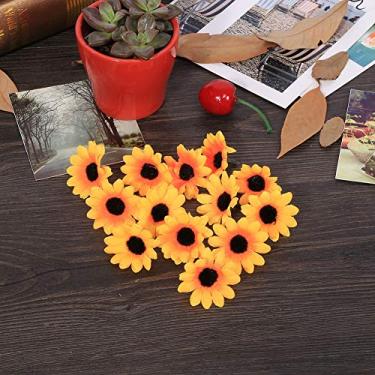 Imagem de ZJchao Margarida Flores Artificiais, Margaridas Falsas 11 Cores 100 PCS Artificial Gerbera Tecido Cabeça de Flor Festa de Casamento DIY Decoração Artesanato (#2Girassol Amarelo)