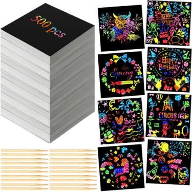 Imagem de Raspadinhas Lenwen Rainbow Note com Bamboo Stylus, pacote 500