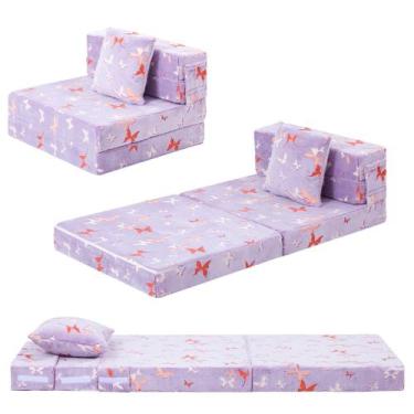 Imagem de Cadeira futon dobrável MemoreCool 160x66x13 cm roxa