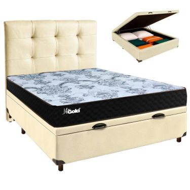 Imagem de Kit Cabeceira + Cama Box Bau + Colchão Casal Molas Ensacadas Life Gold Paropas