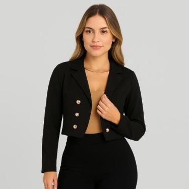 Imagem de Blazer Feminino Casaquinho Alfaiataria Casaco Social Com Botão Lindo G