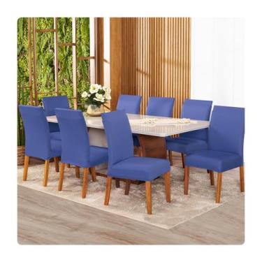 Imagem de Kit Capa Para Cadeira 8 Unidades Malha Gel - Shop CasaNobre, AZUL TURQ