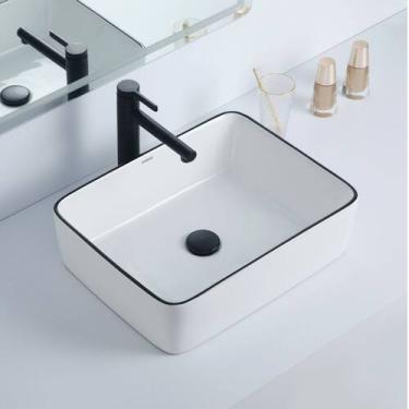 Imagem de Cuba Deend De Cerâmica Rettangolo Squadro Para Banheiro 48x37x13cm