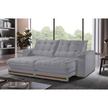 Imagem de Sofá Retrátil Barcelona 2,30M 4 Lugares Molas Ensacadas TXR, Prata