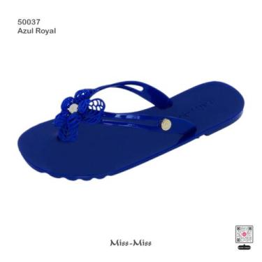 Imagem de Sandália Salomé Rasteira Adulto FLOR RENDA Miss Miss, Azul, 37