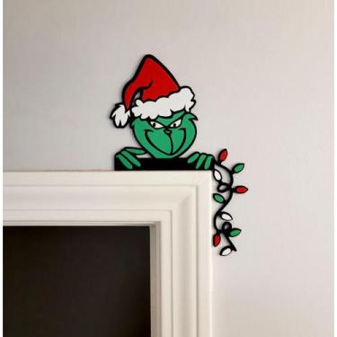 Imagem de Enfeite de Natal para Porta Grinch com Pisca Pisca - Cria 3D