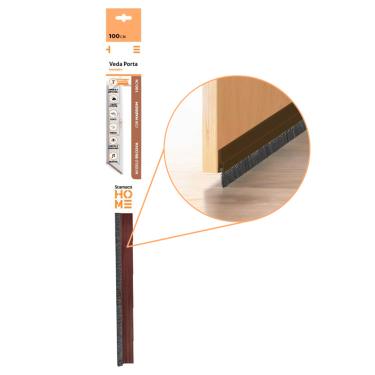 Imagem de Veda Porta Escova Protetor De Fresta Residencial Adesivo 100cm Contra Inseto Poeira Vento Stamaco Home Marrom