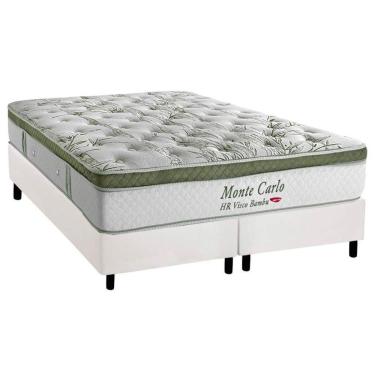 Imagem de Cama Box King: Colchão Molas Masterpocket Ensacadas Herval Monte Carlo Visco + Base Crc Corano White (193x203)
