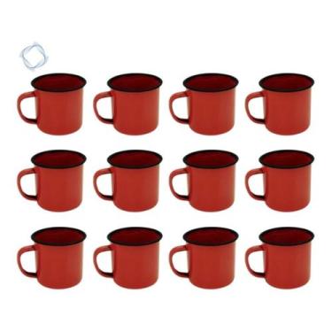 Imagem de Caneca Esmaltada Retro 350ml Vintage Jogo 24 Unidades - Kadê, Vermelho