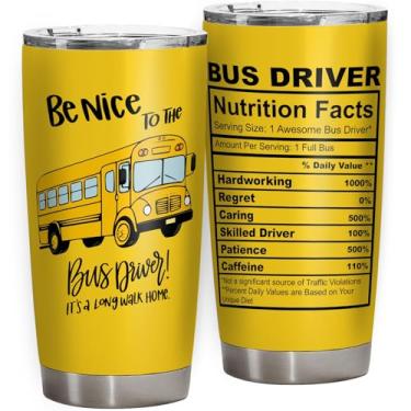 Imagem de HQWHBU Caneca de viagem de aço inoxidável com tampa e canudo, presentes para motorista de ônibus de volta às aulas