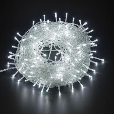 Imagem de Cordão Pisca Natal Enfeite 100 Leds 9m 8 Funções Decoração  127V/220V 