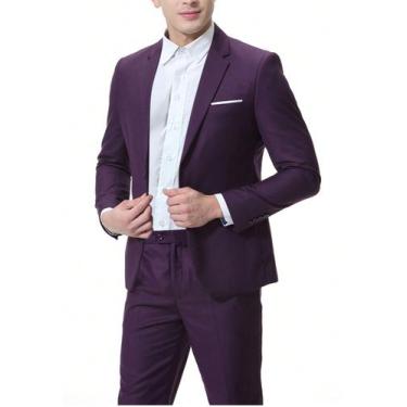 Imagem de Terno Slim Masculino Poliviscose Roxo Jordhan, Roxo, 58