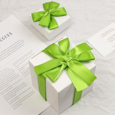 Imagem de Fita de cetim verde claro de dupla face, fita de poliéster de 3,5 cm x 50 metros para embalagem de presente, artesanato, fabricação de laços, costura, buquê de flores, decoração de festa de casamento