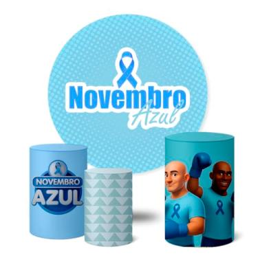 Imagem de Trio Capas Cilindro + Painel Redondo Festa 1,50m Novembro Azul (K1NOV0016)