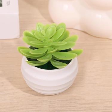 Imagem de 1 pacote com mini plantas suculentas artificiais de aloe - plantas falsas em vasos de toque real com vasos de cerâmica, decoração de mesa pequena para casa, escritório, mesa e prateleira (verde claro)