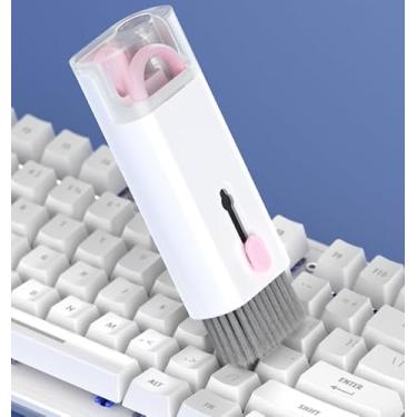 Imagem de Conjunto de pincéis de limpeza de teclado multifuncional 7 em 1, kit de limpeza de fones de ouvido, telas de celular e computador, rosa